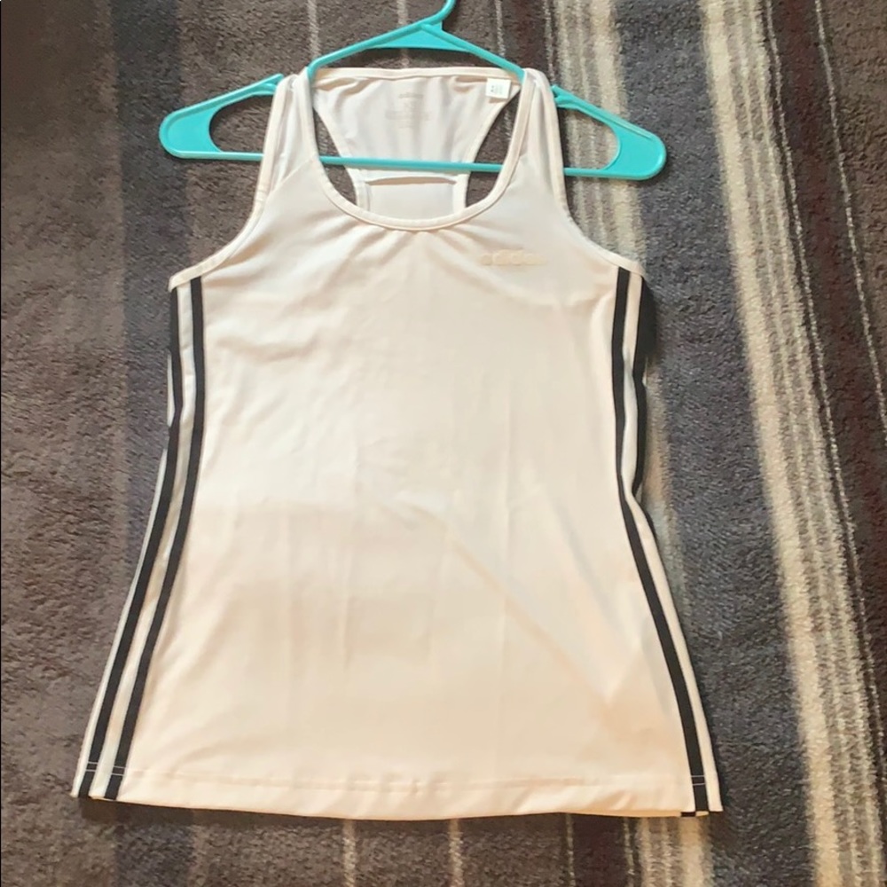 White adidas striped tank top